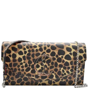 CHRISTIAN LOUBOUTIN Loubi54 Animal Print Embossed Leather Crossbody Bag Brown
