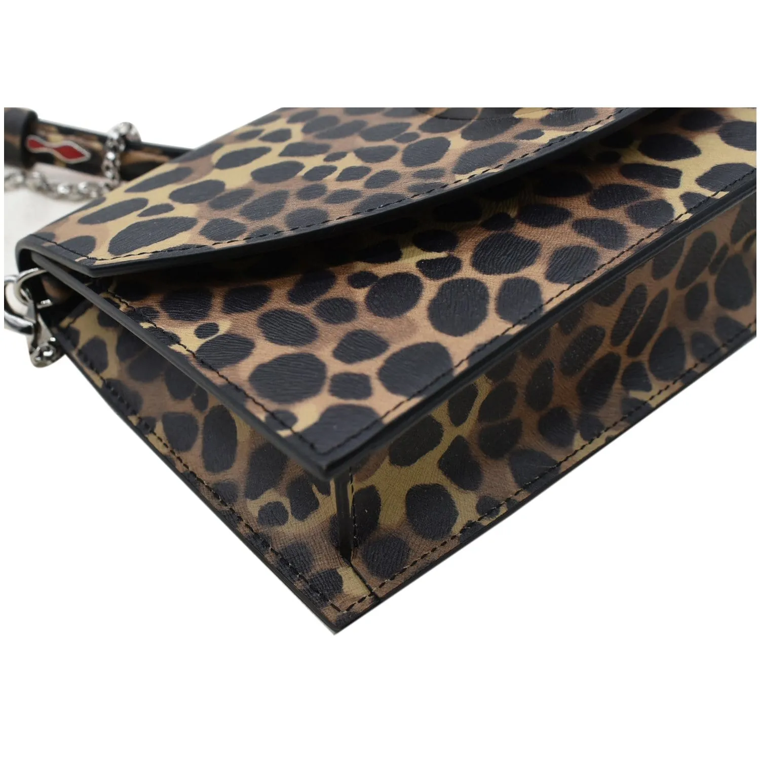 CHRISTIAN LOUBOUTIN Loubi54 Animal Print Embossed Leather Crossbody Bag Brown