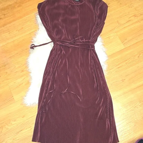 City chic baby pleat spiced Plum midi dress new nwt 14 XS