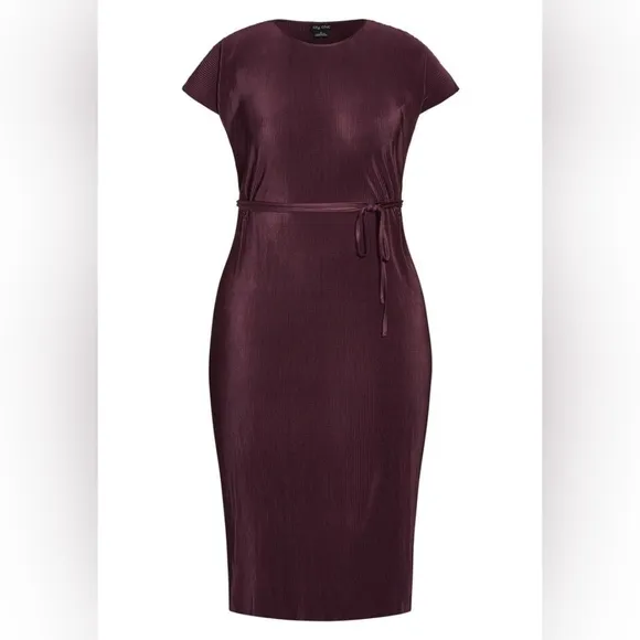 City chic baby pleat spiced Plum midi dress new nwt 14 XS
