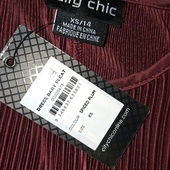 City chic baby pleat spiced Plum midi dress new nwt 14 XS