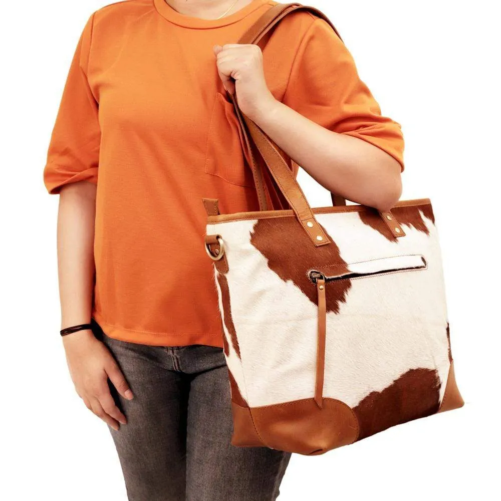 Claire Cowhide Hair Zip Tote   FREE MATCHING WALLET