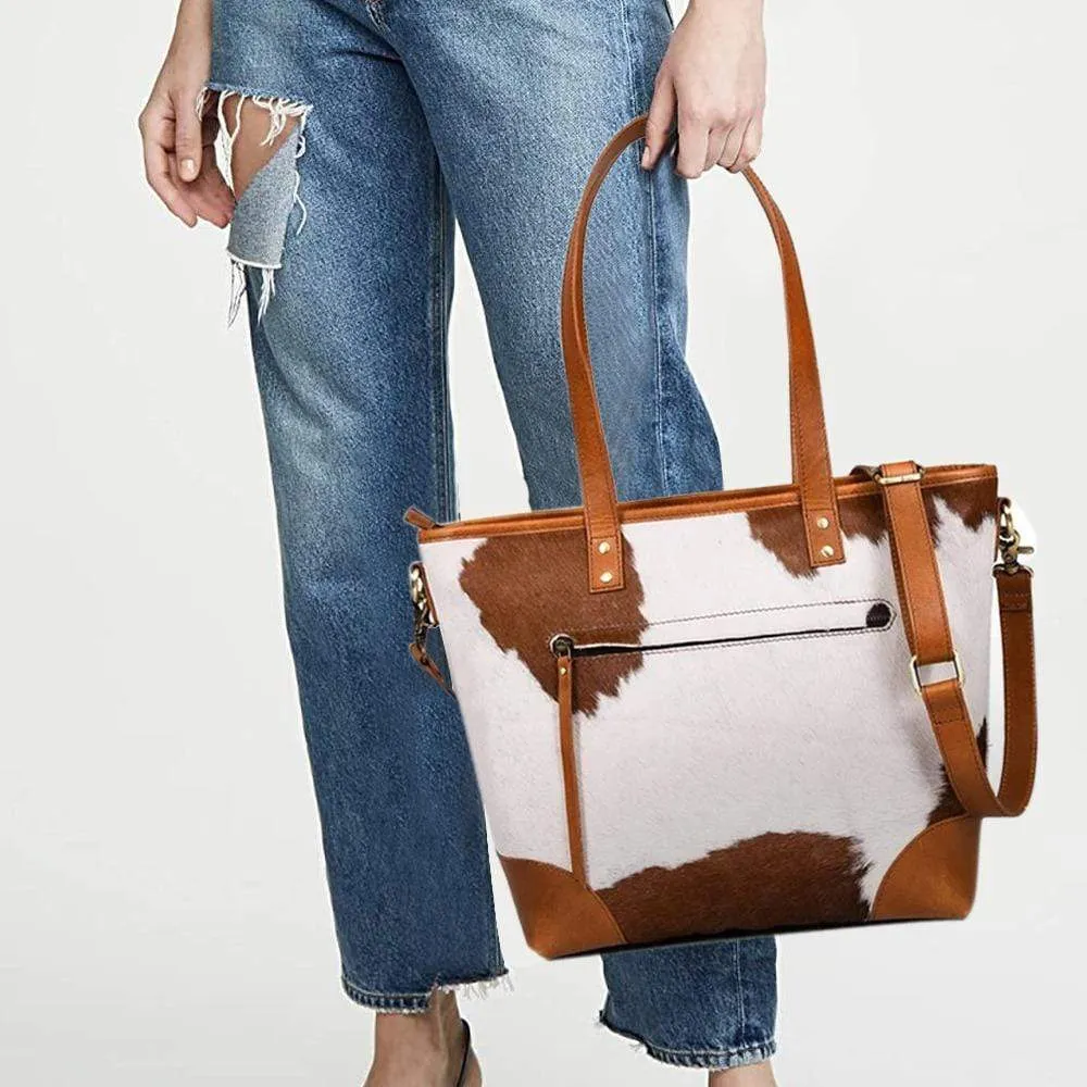Claire Cowhide Hair Zip Tote   FREE MATCHING WALLET
