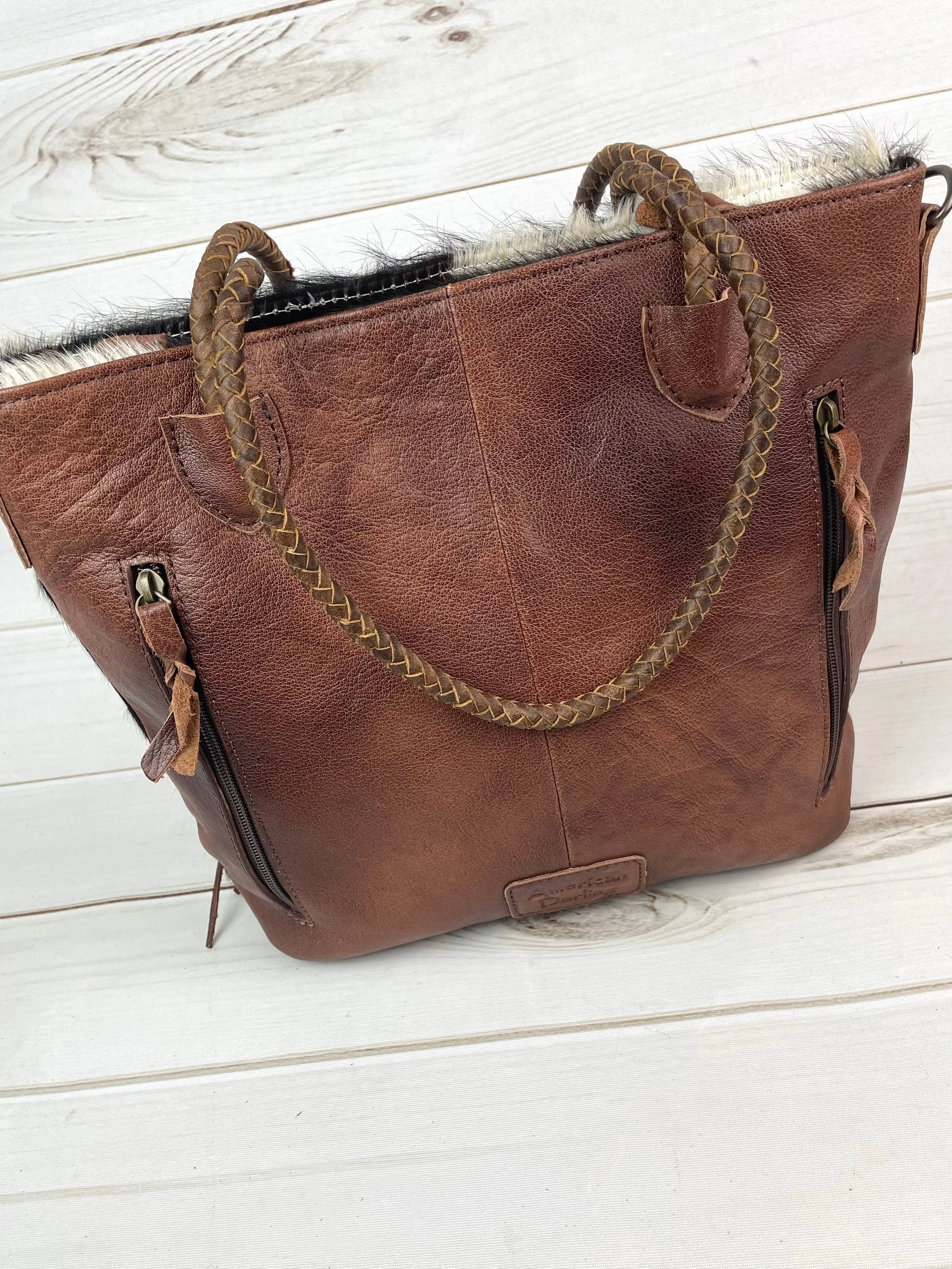 Clearance! Braided Leather Tassel Hide Tote