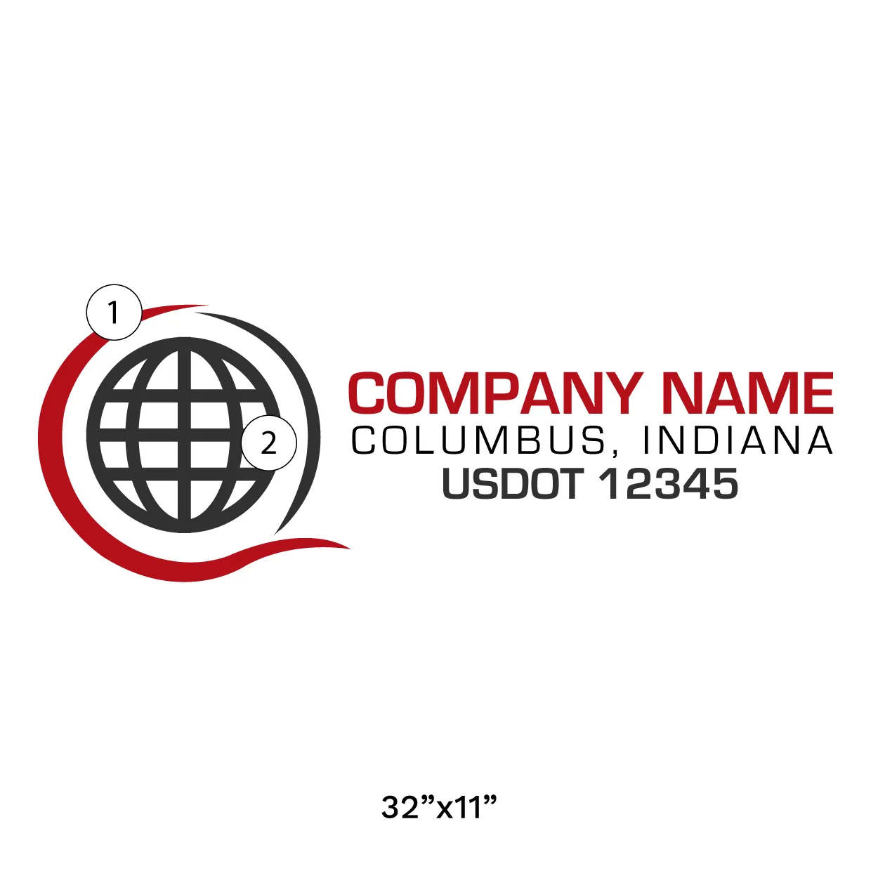 Company Name Truck Door Decal (USDOT), 2 Pack