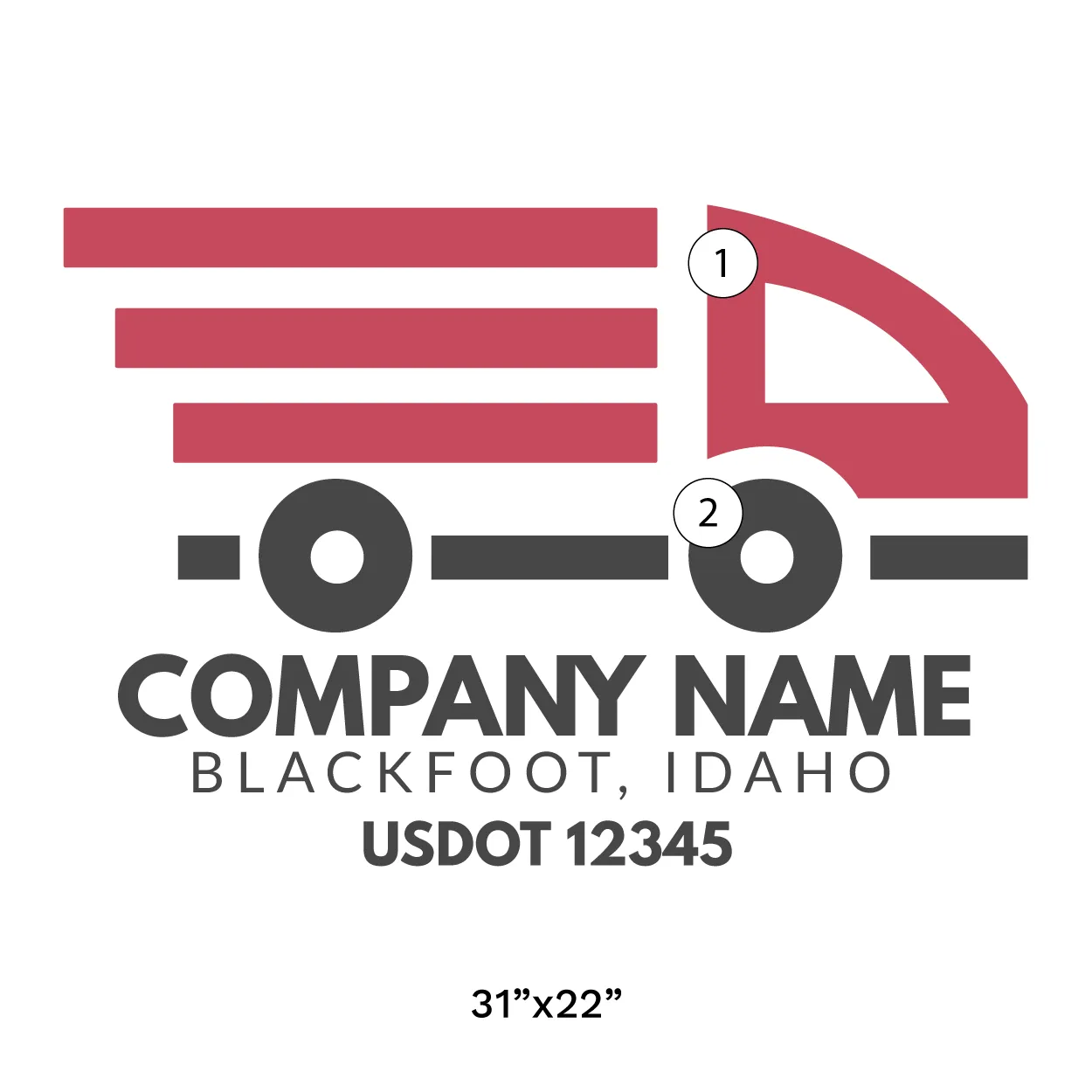 Company Name Truck Door Decal (USDOT), 2 Pack