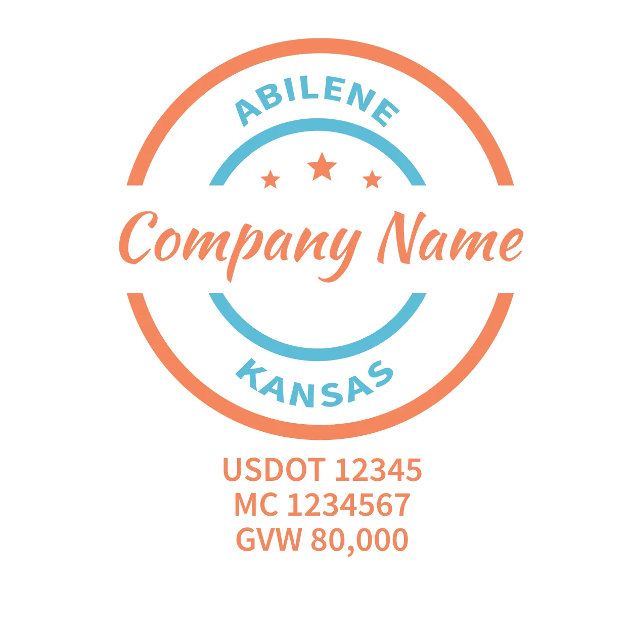 Company Name Truck Door Decal (USDOT), 2 Pack