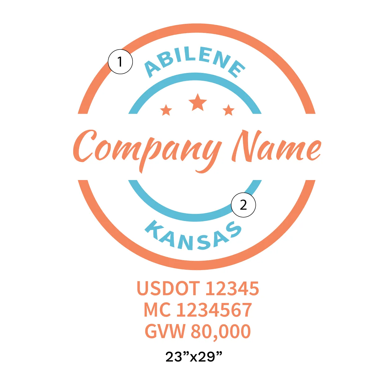 Company Name Truck Door Decal (USDOT), 2 Pack