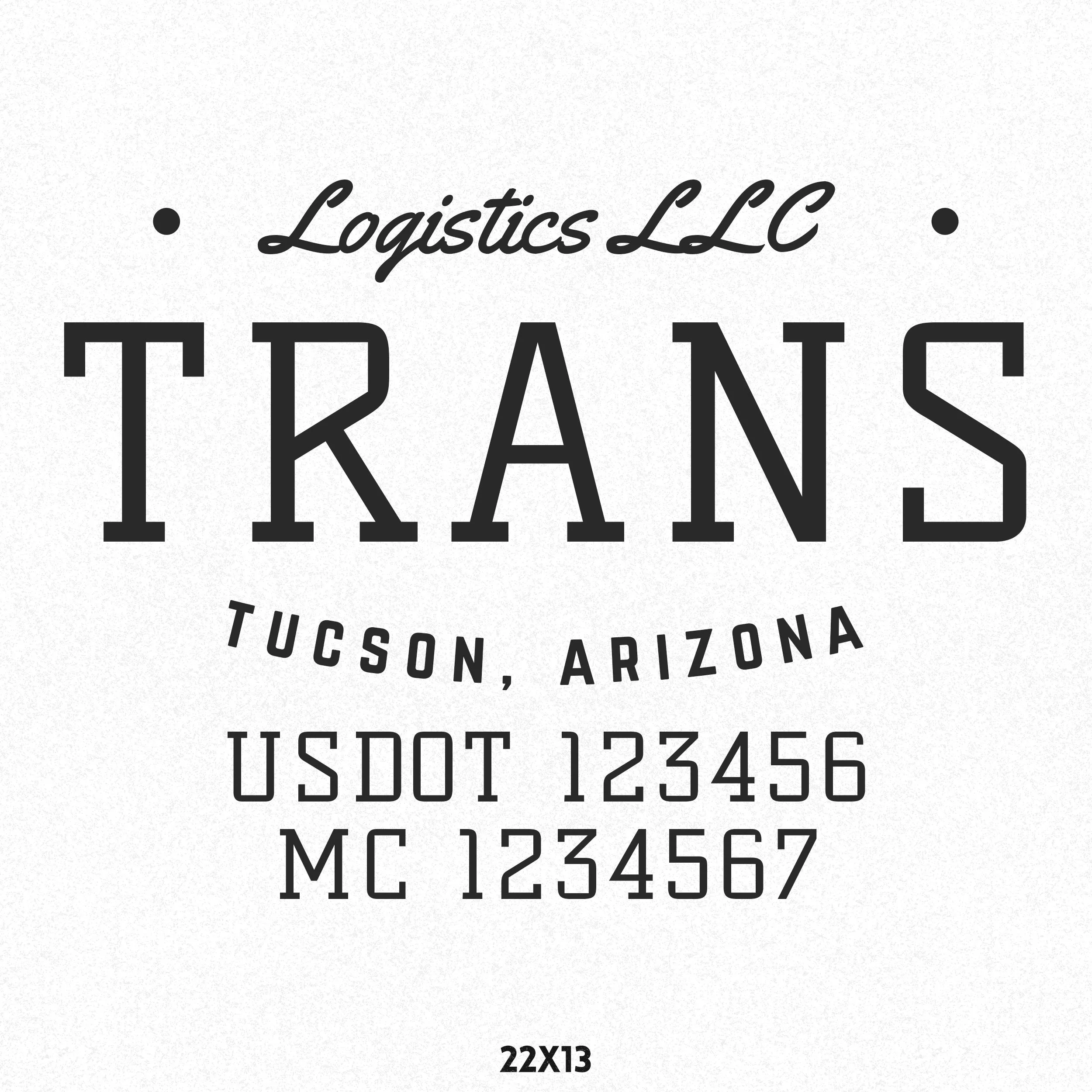 Company Truck Door Lettering With US DOT & MC Decal Sticker, 2 Pack