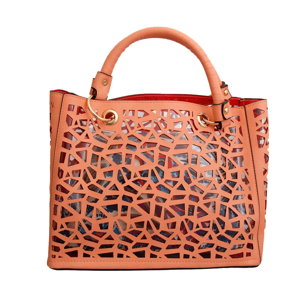 Coral Laser Cut Tote Bag Set