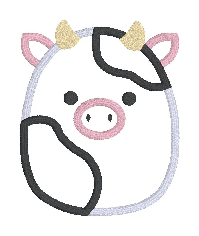 Cow Squishy Applique machine embroidery design (5 sizes included) DIGITAL DOWNLOAD