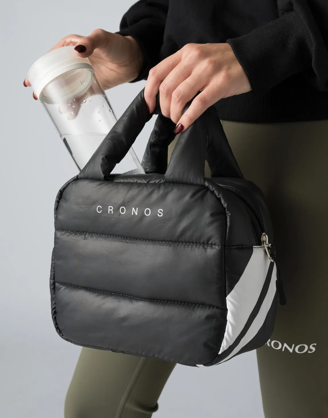 CRONOS WOMEN QUILTED MINI TOTE BAG【BLACK】