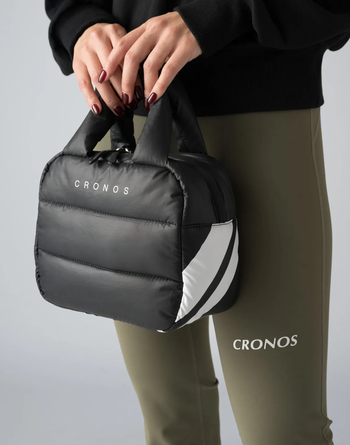 CRONOS WOMEN QUILTED MINI TOTE BAG【BLACK】