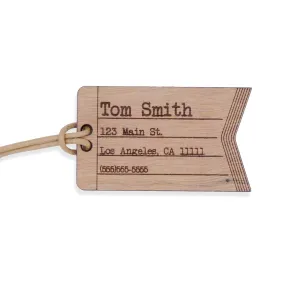 Custom Leather and Wood Luggage Tag Suitcase Travel Identification Tag