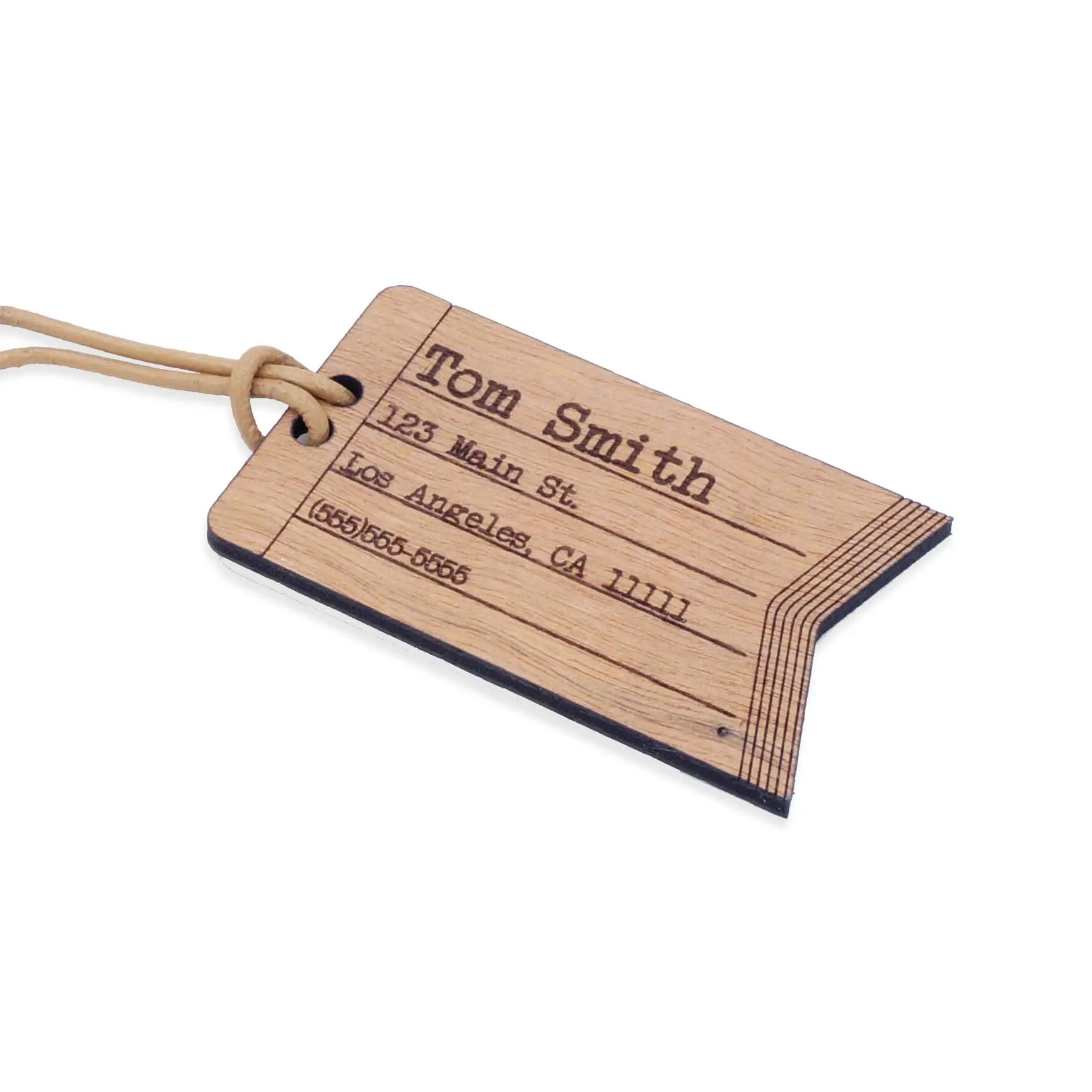 Custom Leather and Wood Luggage Tag Suitcase Travel Identification Tag