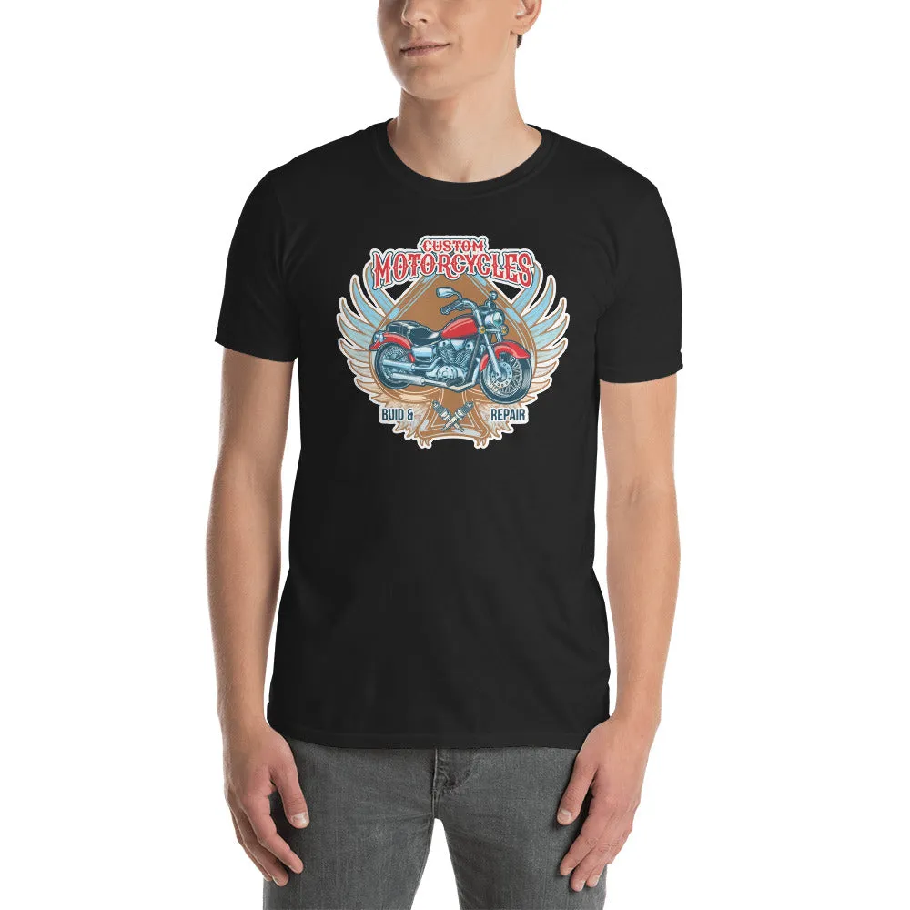 Custom Motorcycle T Shirt Black Old Fashion Motorbike Graphic Tee Shirt for Men