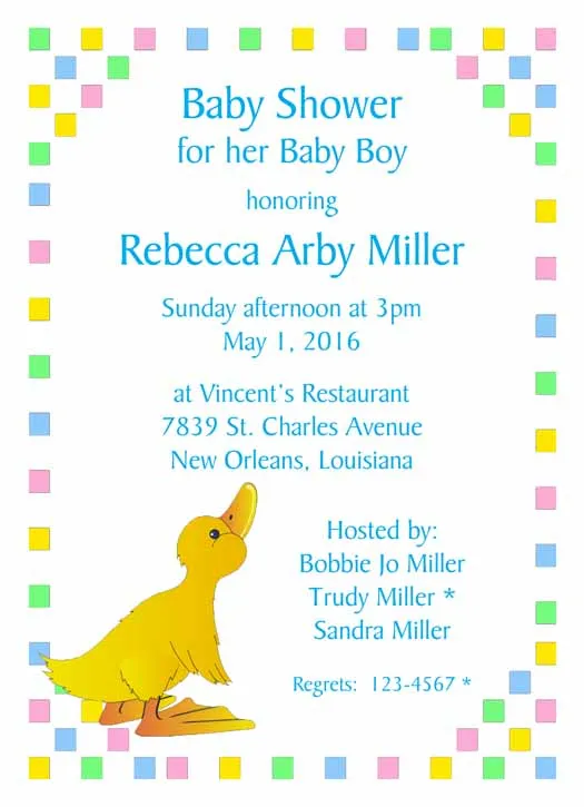CUTE BABY DUCK CUSTOM INVITATION