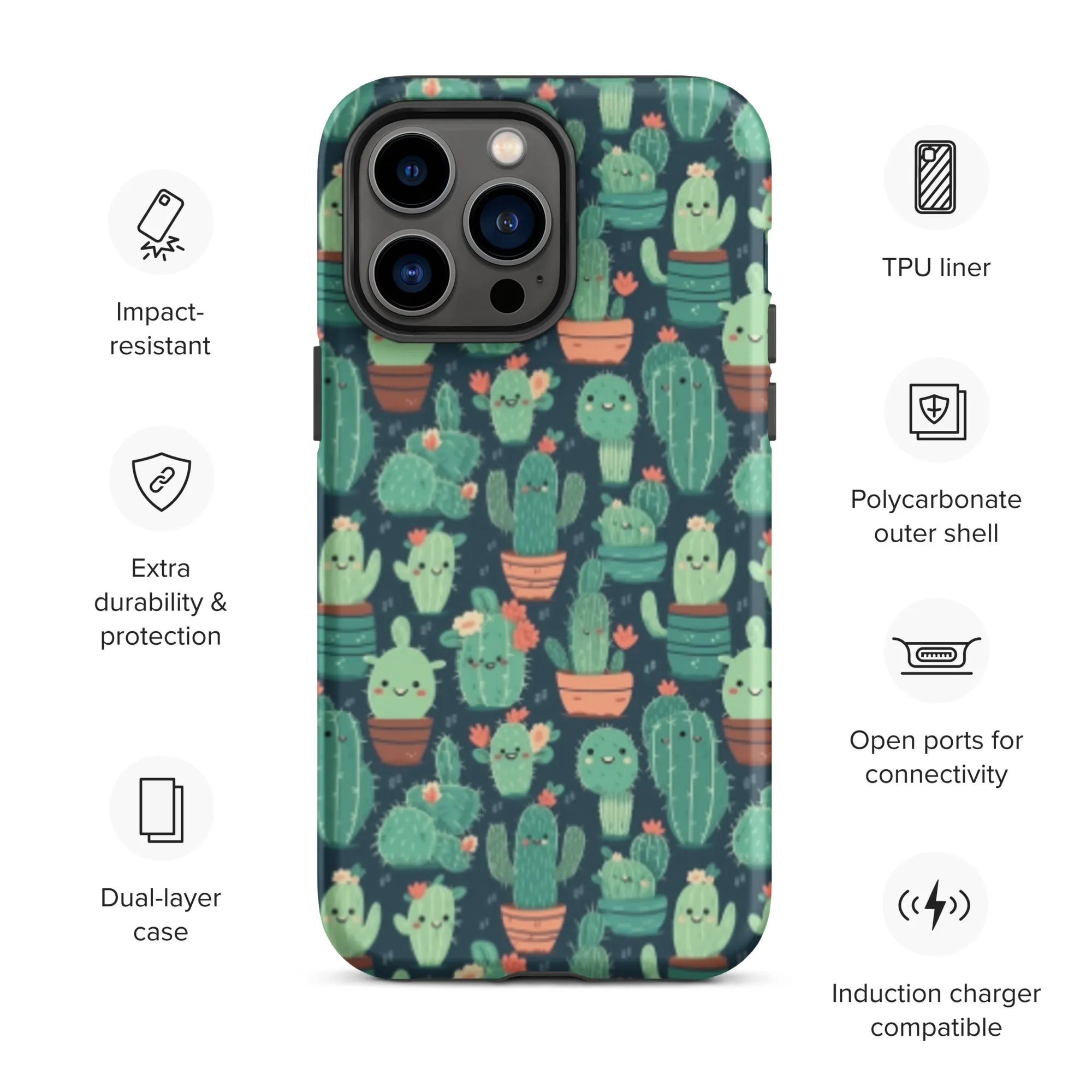 Cute Cactus Cartoon Digital Art SETC001 (Tileable)