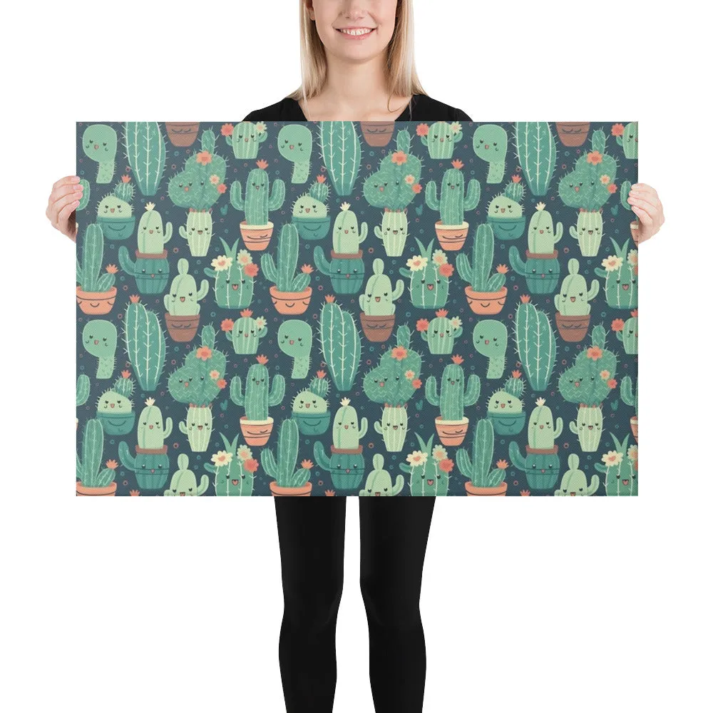 Cute Cactus Cartoon Digital Art SETC001 (Tileable)