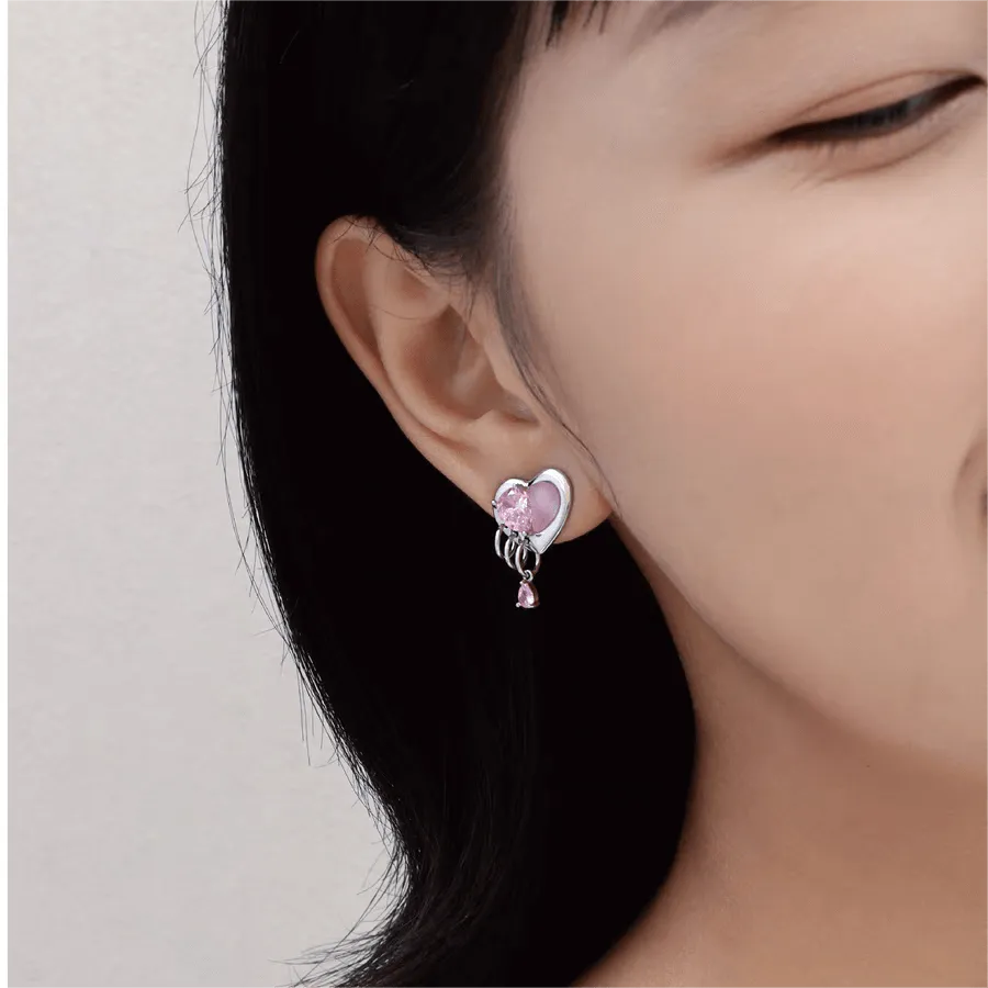 Cute Crystal Dangle Heart Earrings