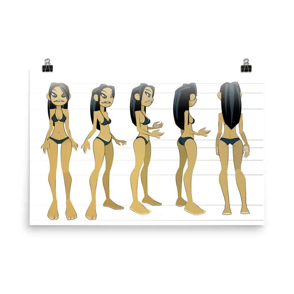 Cute Girl Character Turn Around Poster