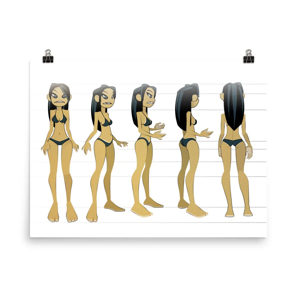 Cute Girl Character Turn Around Poster