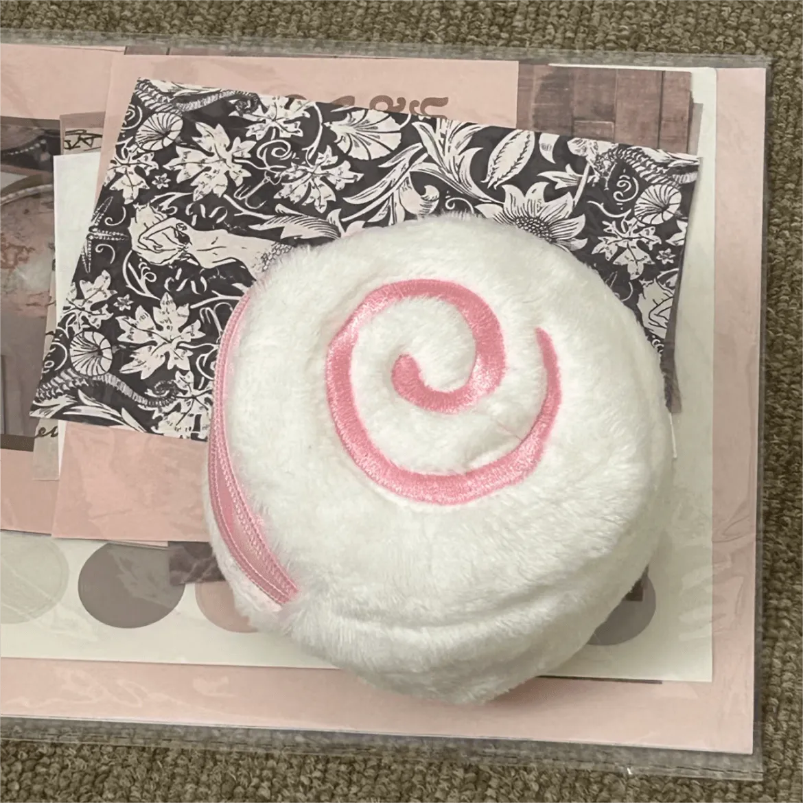 Cute Pink Narutomaki Plush Earphone Case Coin Purse