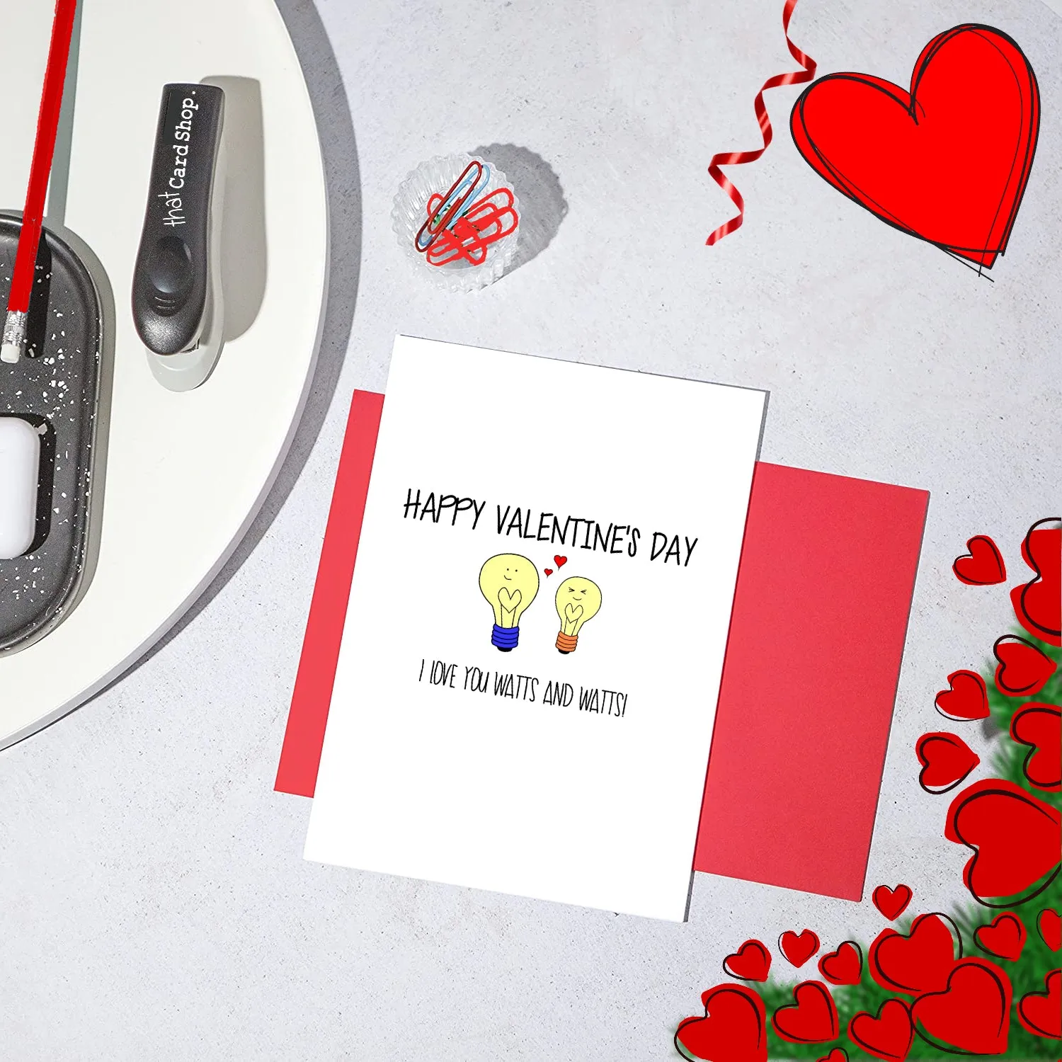 Cute Valentines Day Card - I Love you watts and watts!