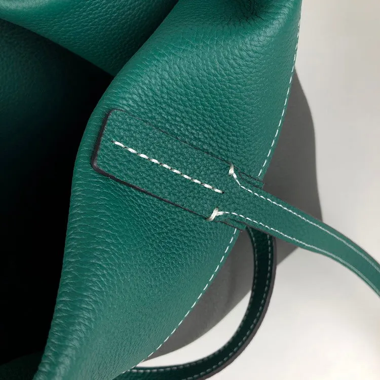 Cute Womens Green&Brown Leather Shoulder Tote Bag Best Tote Handbag Shopper Bag Purse for Ladies