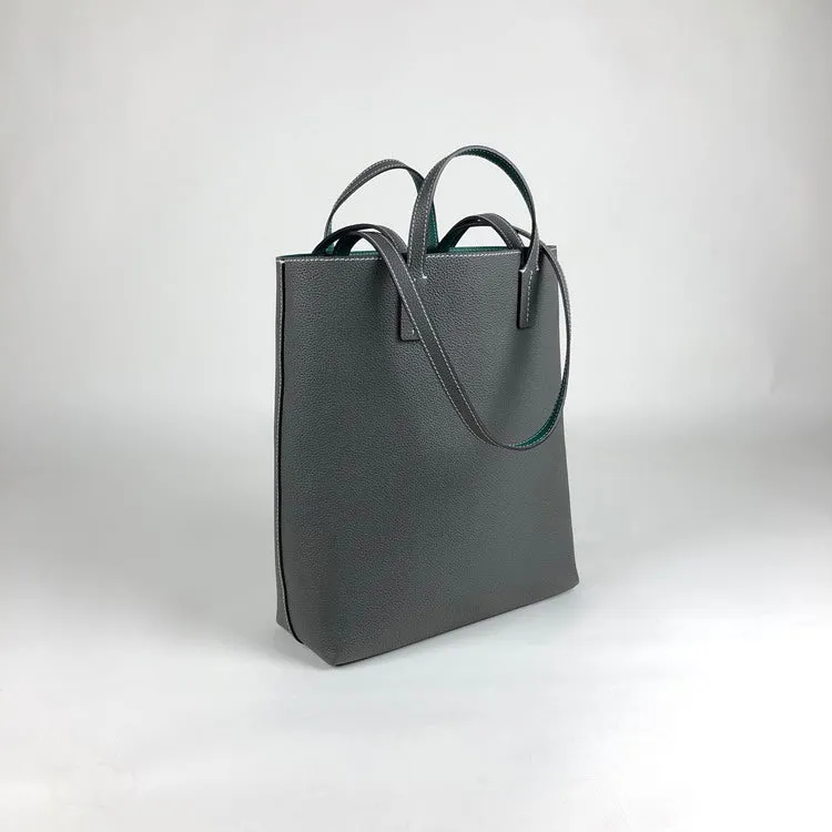 Cute Womens Green&Brown Leather Shoulder Tote Bag Best Tote Handbag Shopper Bag Purse for Ladies