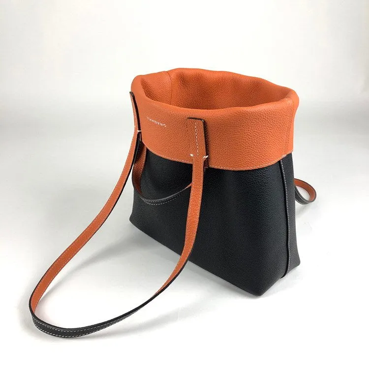 Cute Womens Green&Brown Leather Shoulder Tote Bag Best Tote Handbag Shopper Bag Purse for Ladies