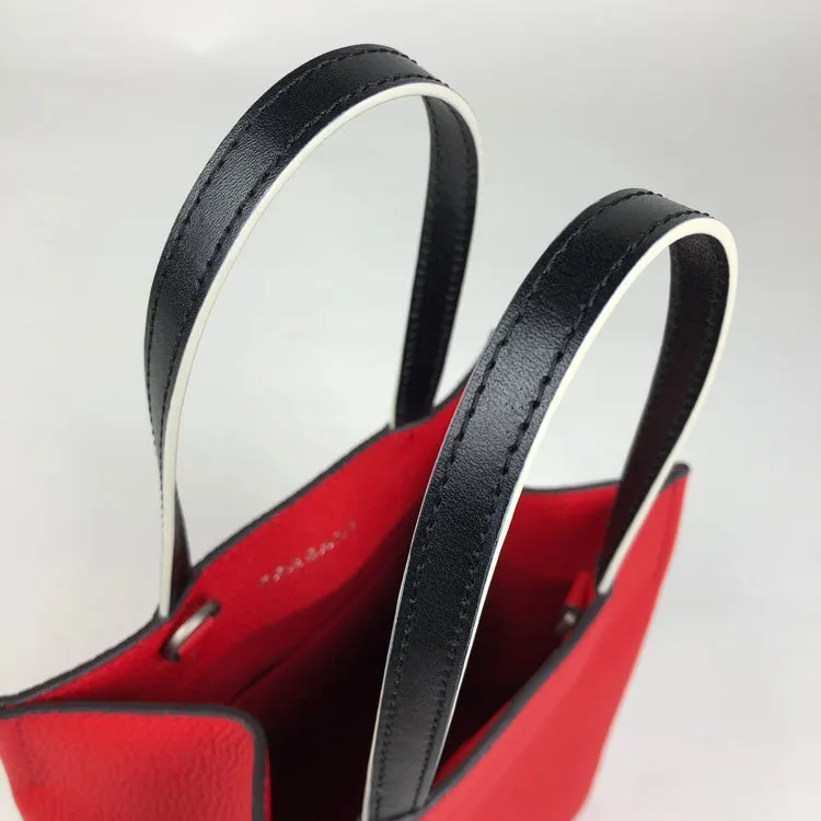 Cute Womens Red Leather Tote Bag Best Tote Handbag Small Shopper Bag Purse for Ladies