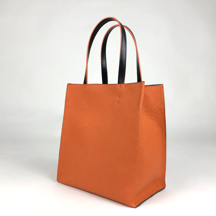 Cute Womens Red Leather Tote Bag Best Tote Handbag Small Shopper Bag Purse for Ladies