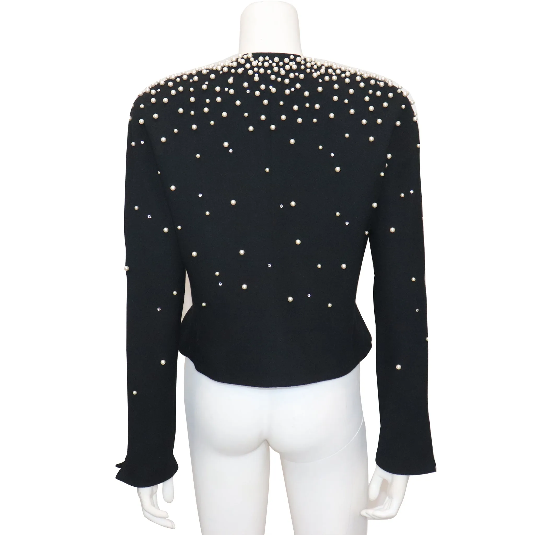 David Hayes Black Jacket w/ Pearls & Rhinestones Circa 1990s