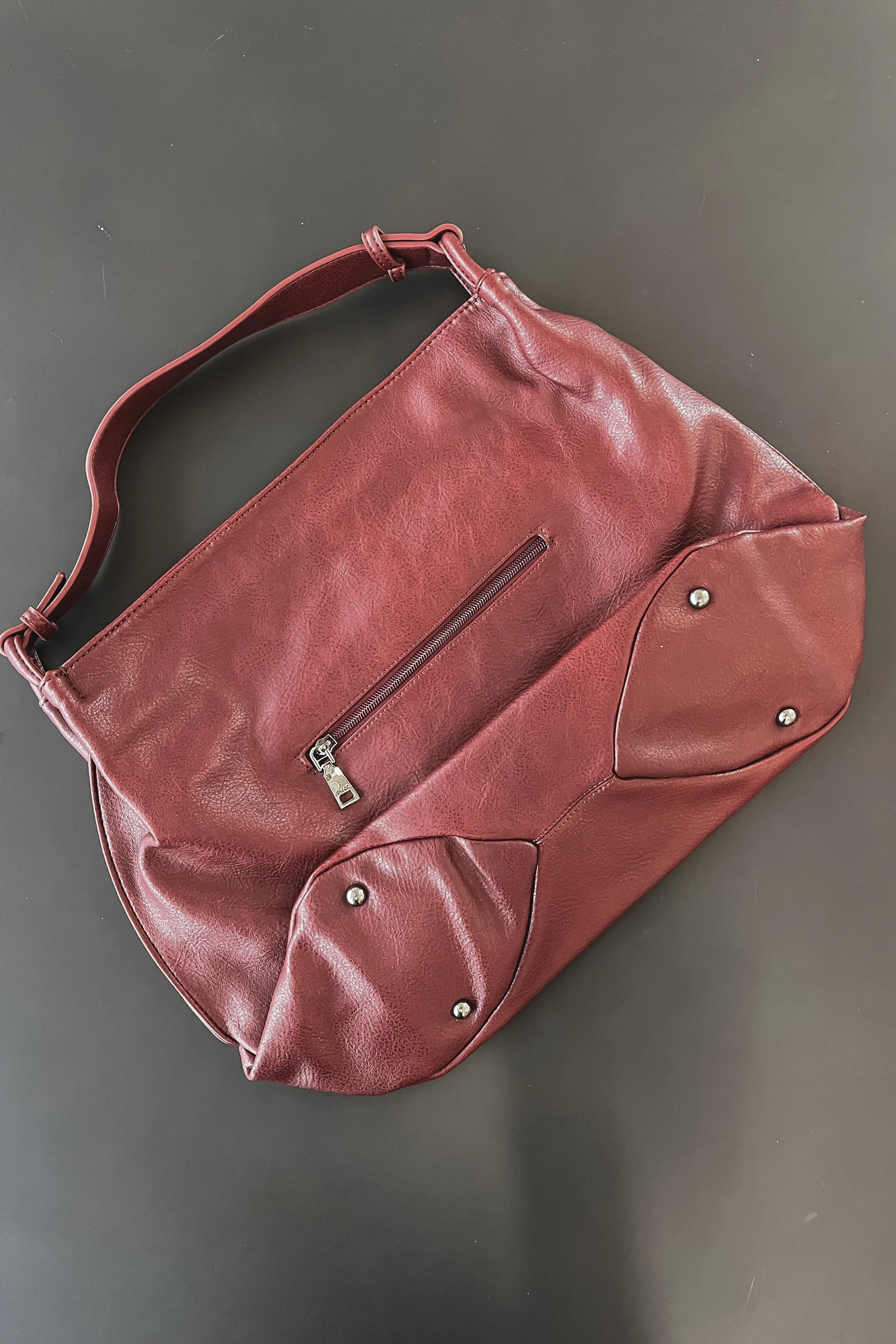 DEAL Sophisticated Is My Middle Name Vegan Leather Burgundy Tote Shoulder Bag