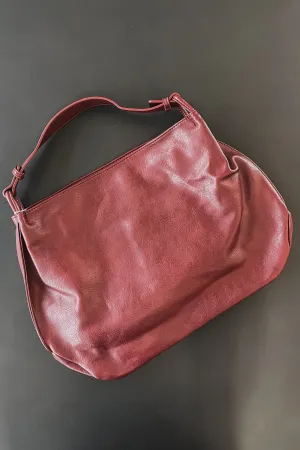 DEAL Sophisticated Is My Middle Name Vegan Leather Burgundy Tote Shoulder Bag