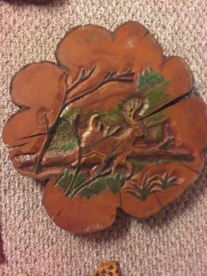 Deer Carving on Cypress Stump Slab - Bob Murray