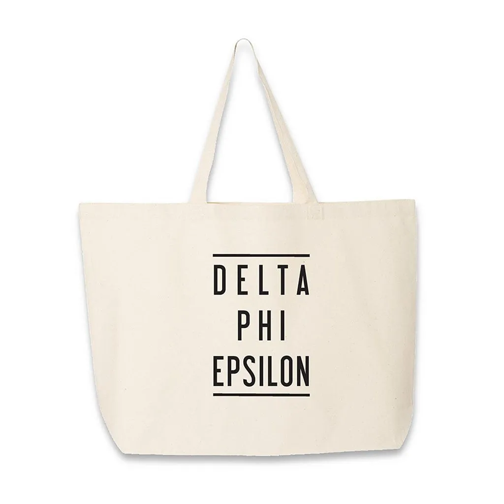 Delta Phi Epsilon Sorority Printed on Roomy Canvas Tote Bag
