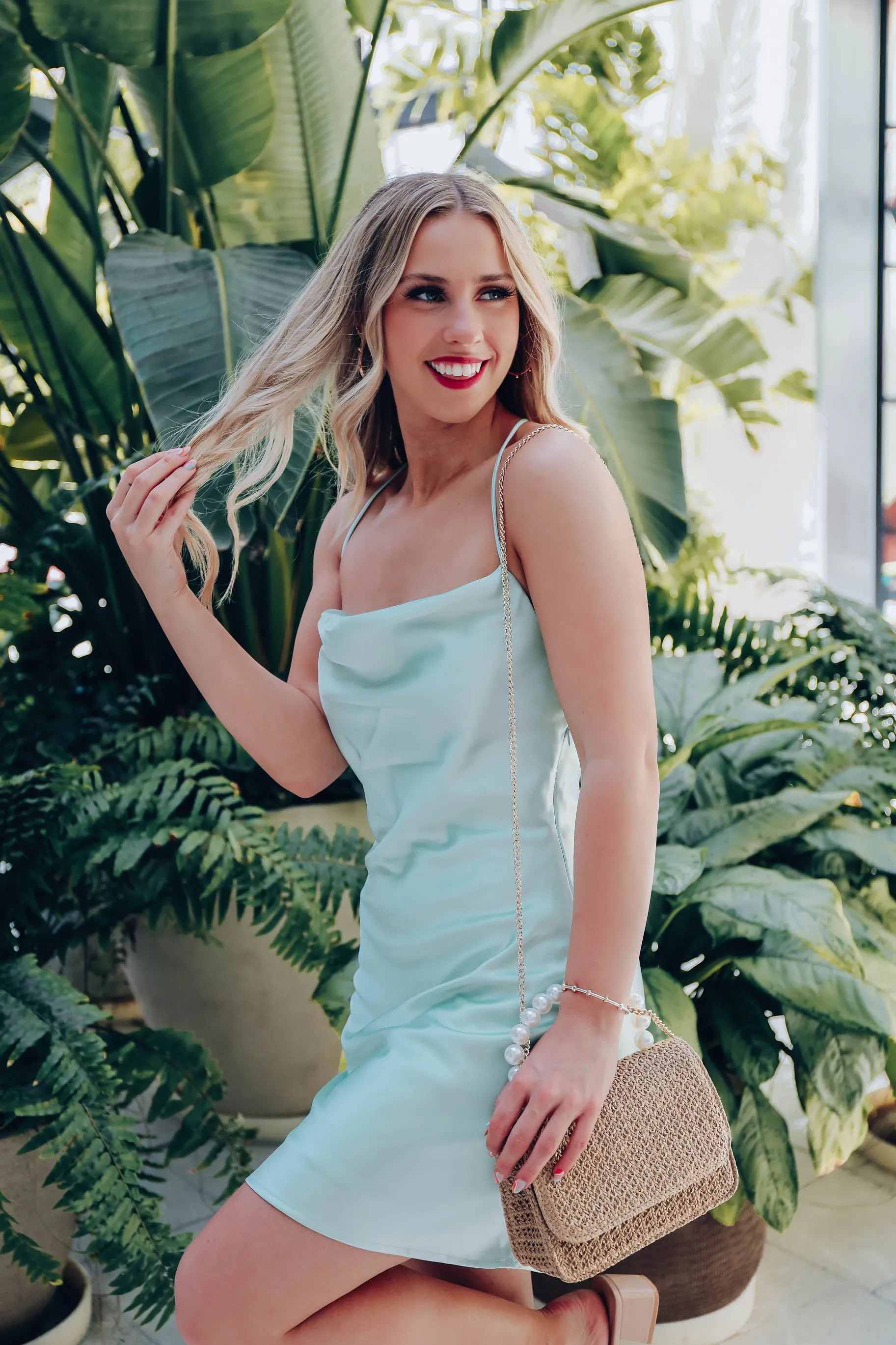 Demi Cowl Neck Slip Dress - Pistachio