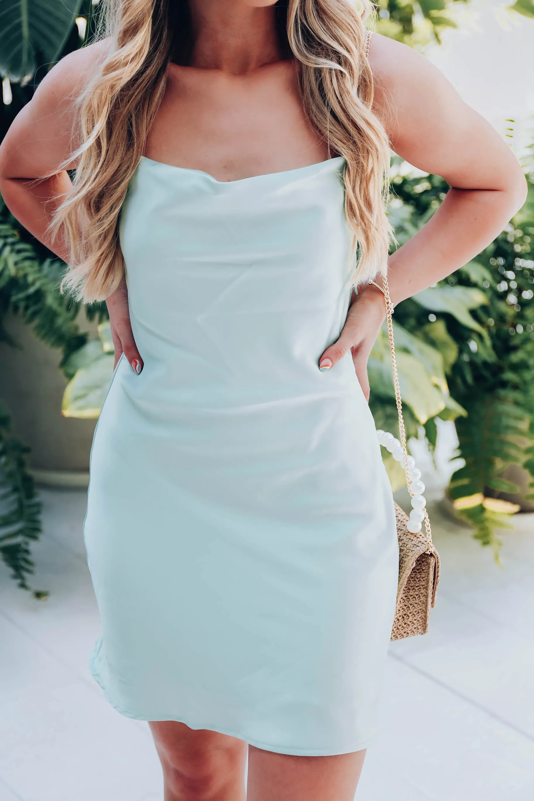 Demi Cowl Neck Slip Dress - Pistachio