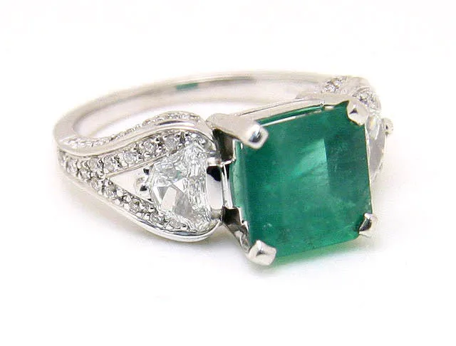 Designer 4.17ct Emerald & Diamond Ring