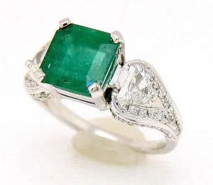 Designer 4.17ct Emerald & Diamond Ring