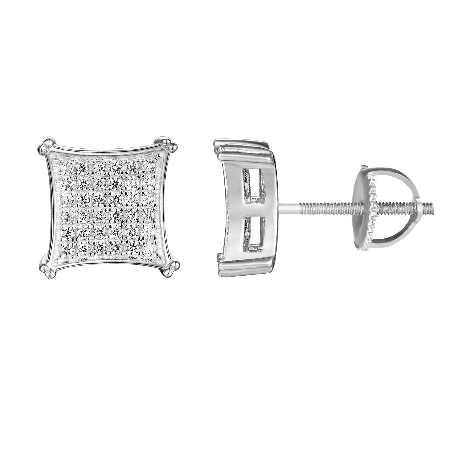 Designer Kite Style Silver Bling Stud Earrings