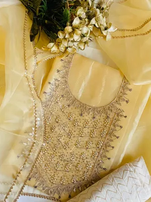 Designer Organza Salwar Suit In Cream