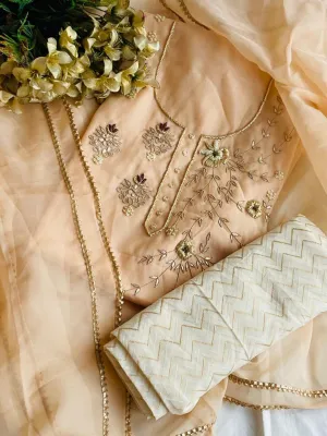Designer Organza Salwar Suit In Cream