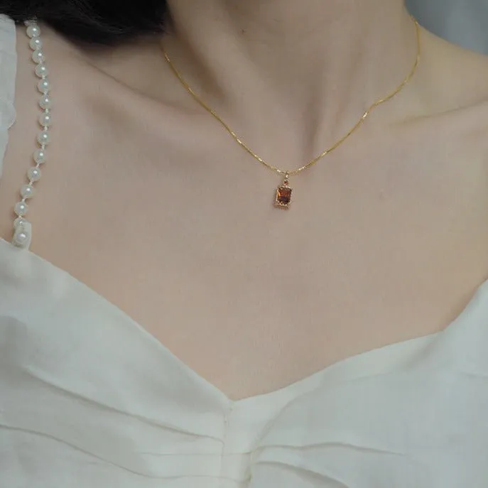 Desiree Garnet Necklace (Solid Silver)