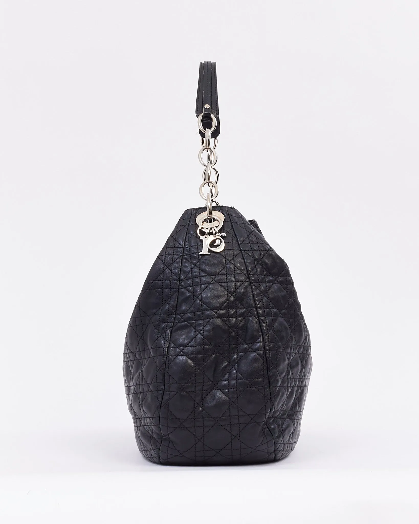 Dior Black Cannage Leather Large Hobo Bag