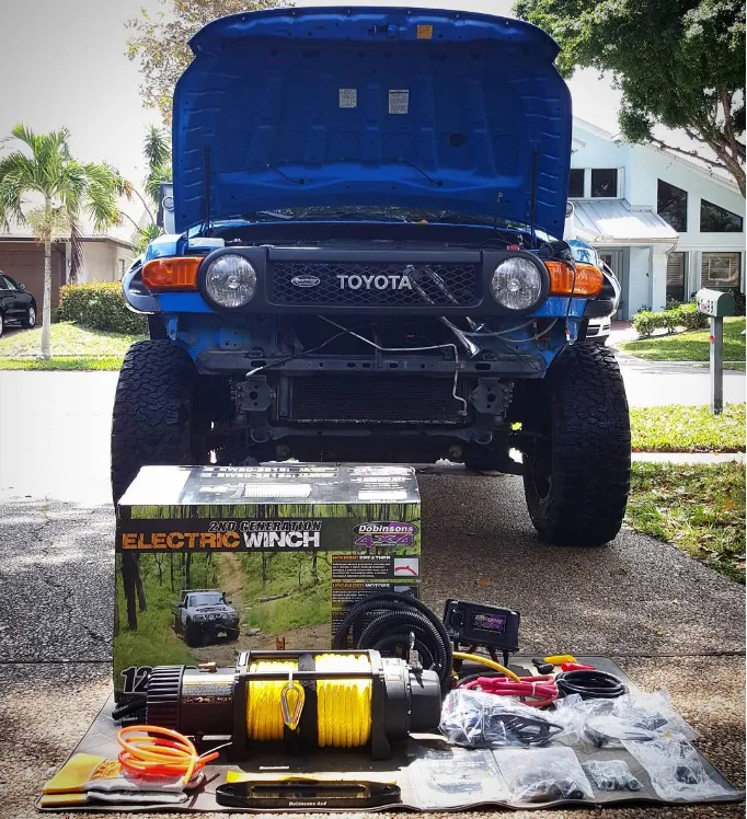 Dobinsons 12V Electric Winch - 12,000 LBS Capacity with Synthetic Rope, Hawse Fairlead and Remote Control(EW80-3815S)