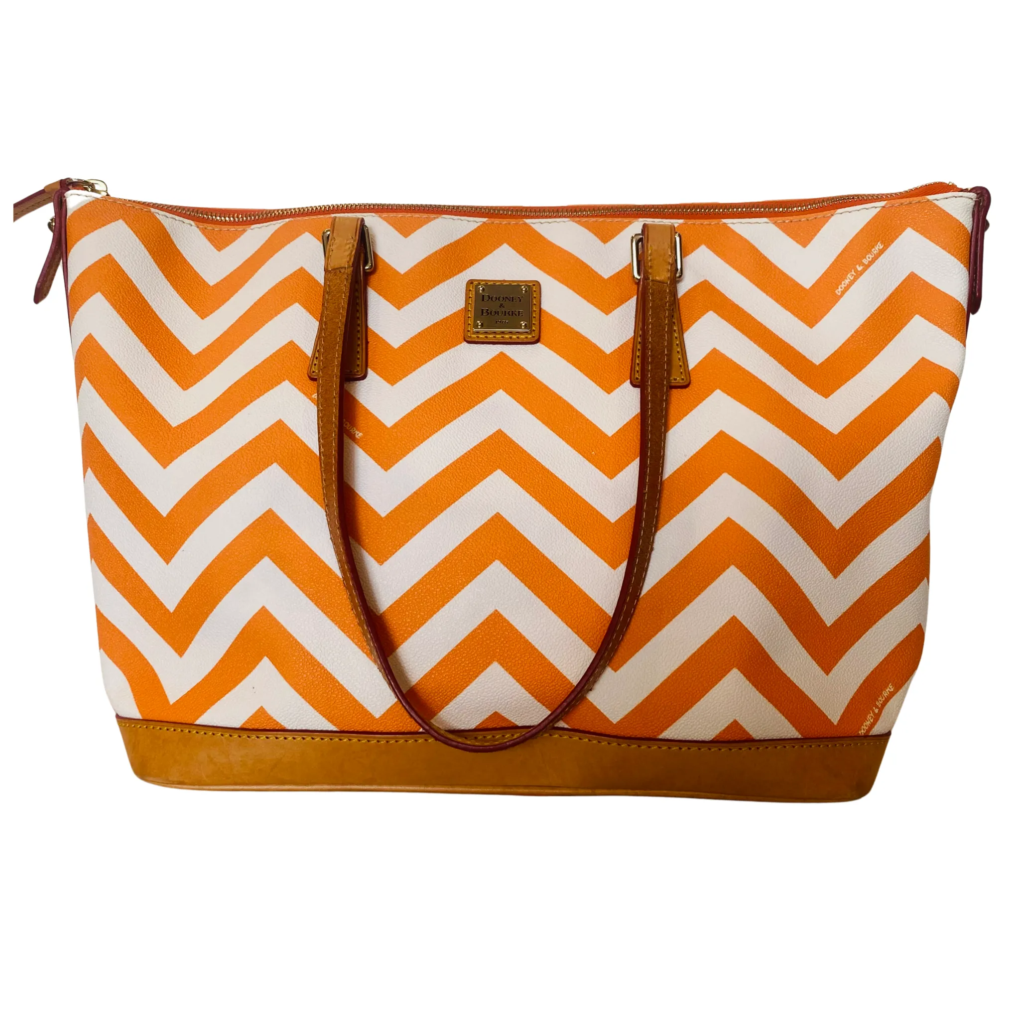 DOONEY & BOURKE Orange/White Chevron Tote