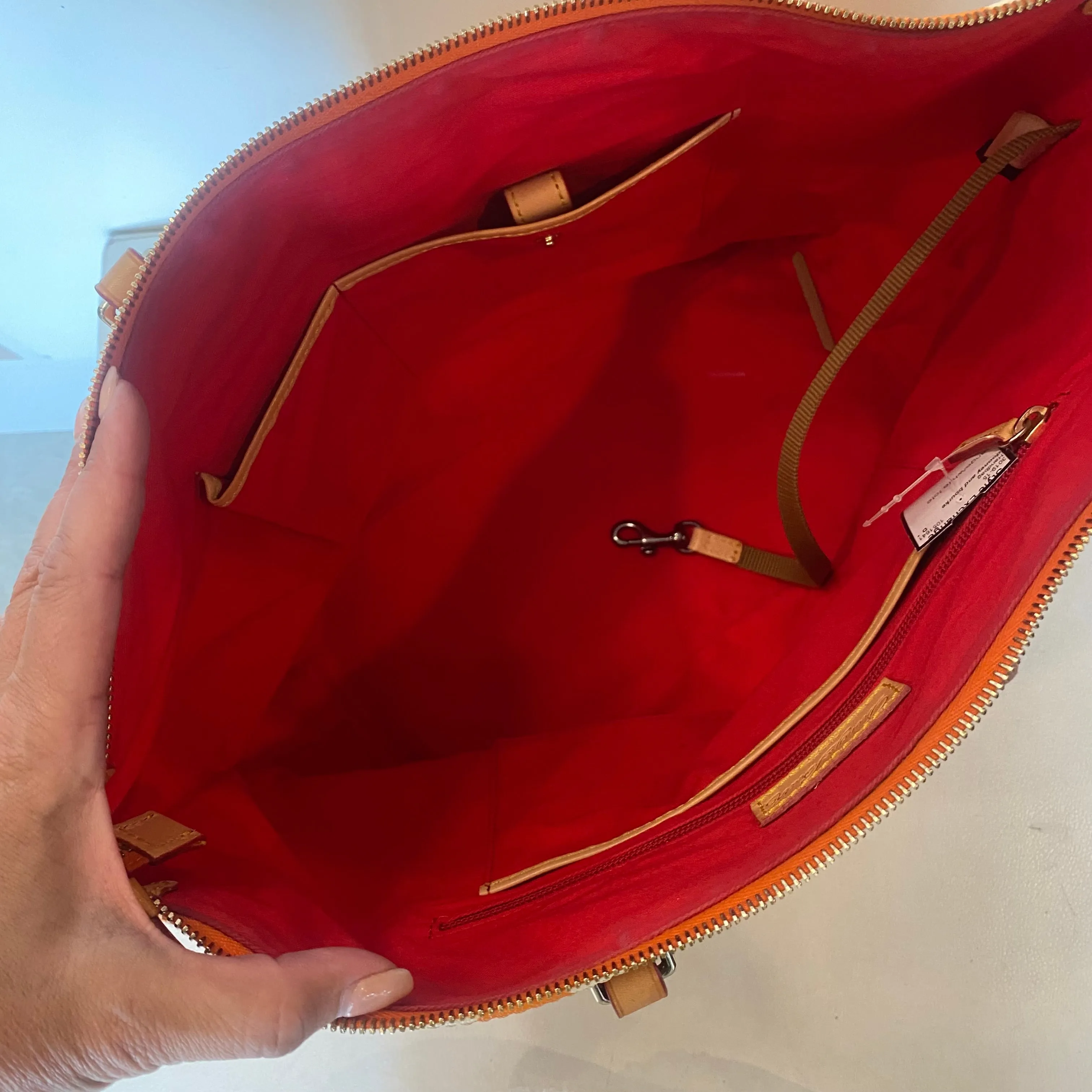 DOONEY & BOURKE Orange/White Chevron Tote